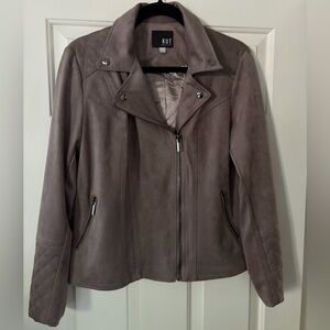 KUT from the Kloth Taupe Quilted Faux Suede Moto Jacket - Large - EUC